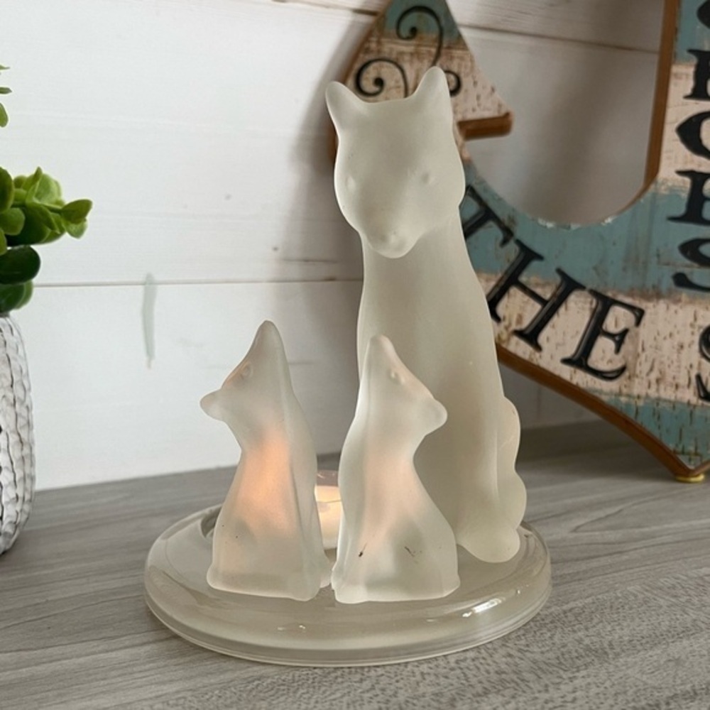 Partylite Wolf Family Frosted Tea Light Votive Holder - Picture 3 of 16